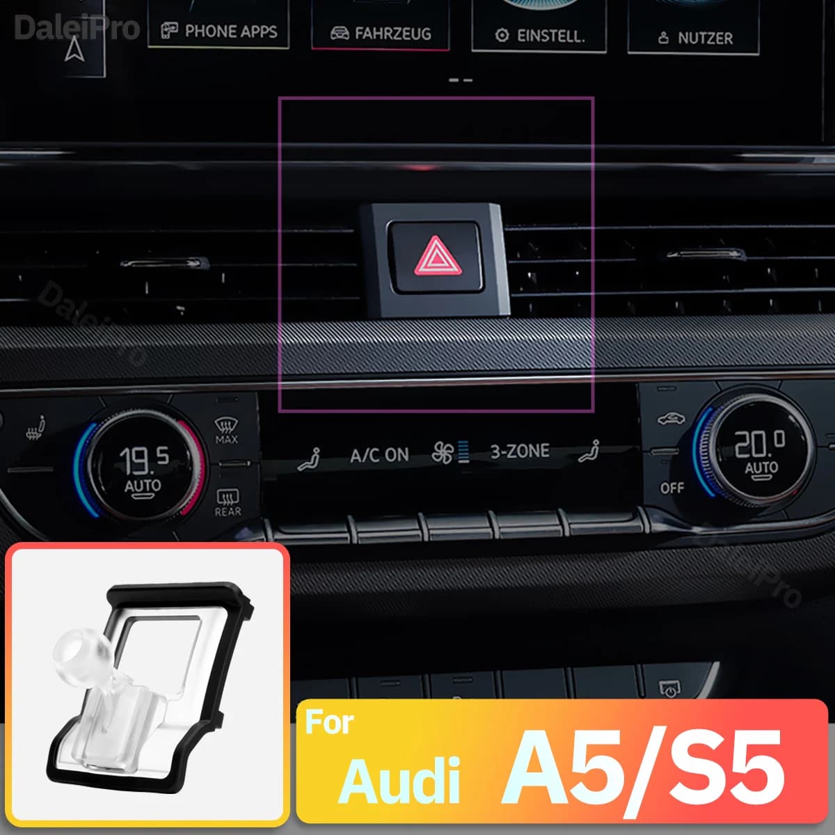 Supporto per telefono da auto per Audi A5 S5 RS5 S4 RS4 2018-2022 2023 2024 con caricatore wireless magnetico MagSafe, accessori Audi