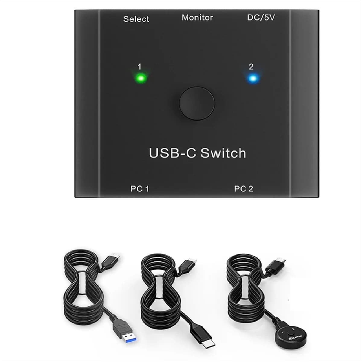 ABJZ New 8K USB C KVM Switch USB3.1 Type-C Splitter Cable for Video 8K@30Hz 4K@120Hz PD 100w 10Gbps Data Transmission