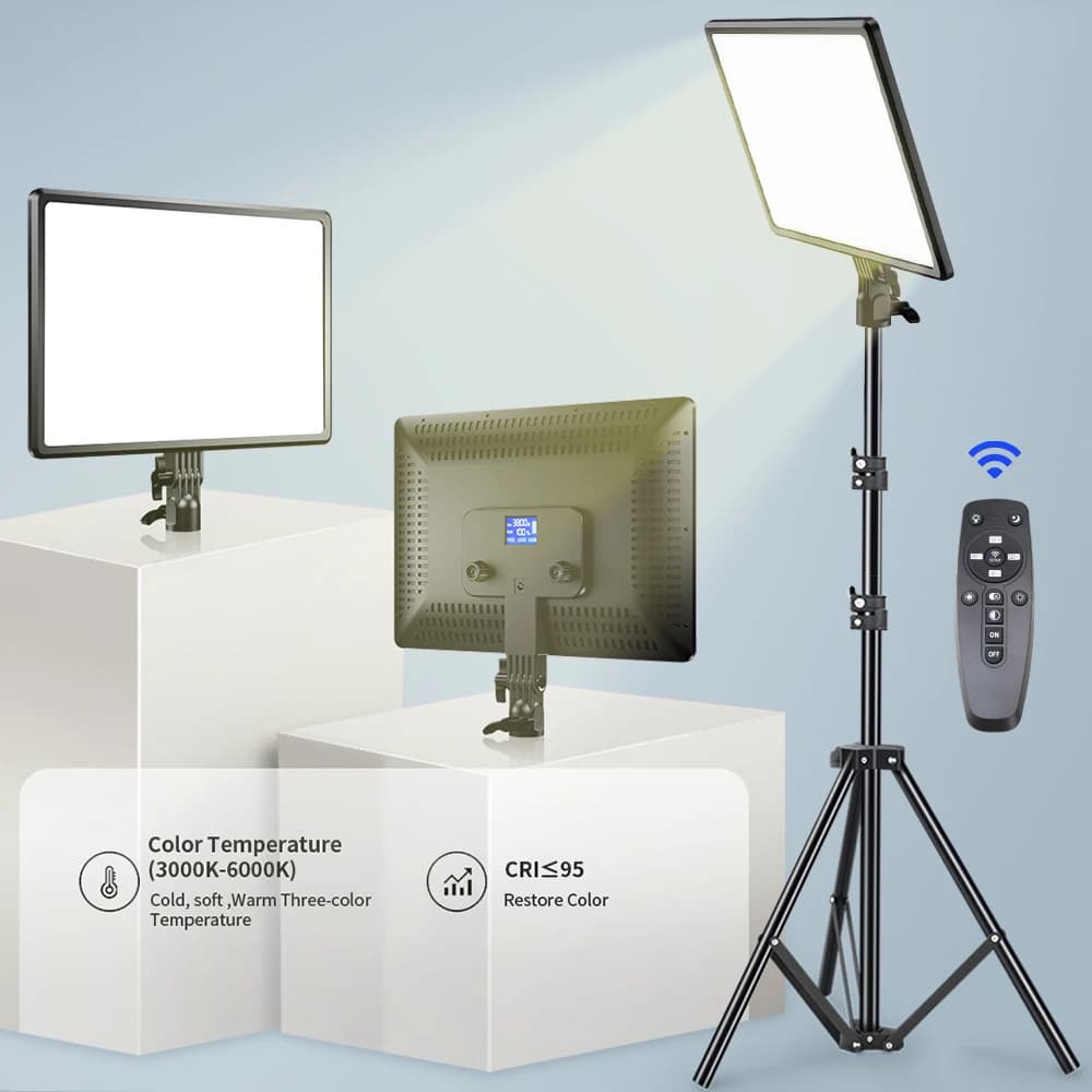Pannello luminoso video LED da 10/14 pollici Bicolore 3000K-6000K Illuminazione fotografica per lo streaming live Luce LED per studio fotografico