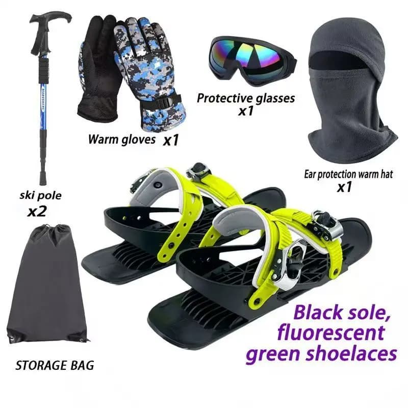 Mini Sci Snowblade per Scarpe Invernali, Snowskate Corto, Skiboard, Scarpe da Sci per Sport all'Aperto con Occhiali, Guanti e Set di Bastoncini da Sci