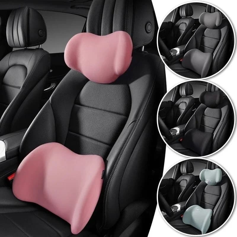 Universal Car Neck Pillow Set Memory Cotton Auto Car Seat Headrest Waist Pillow Auto Seat Head Cushion Accessories