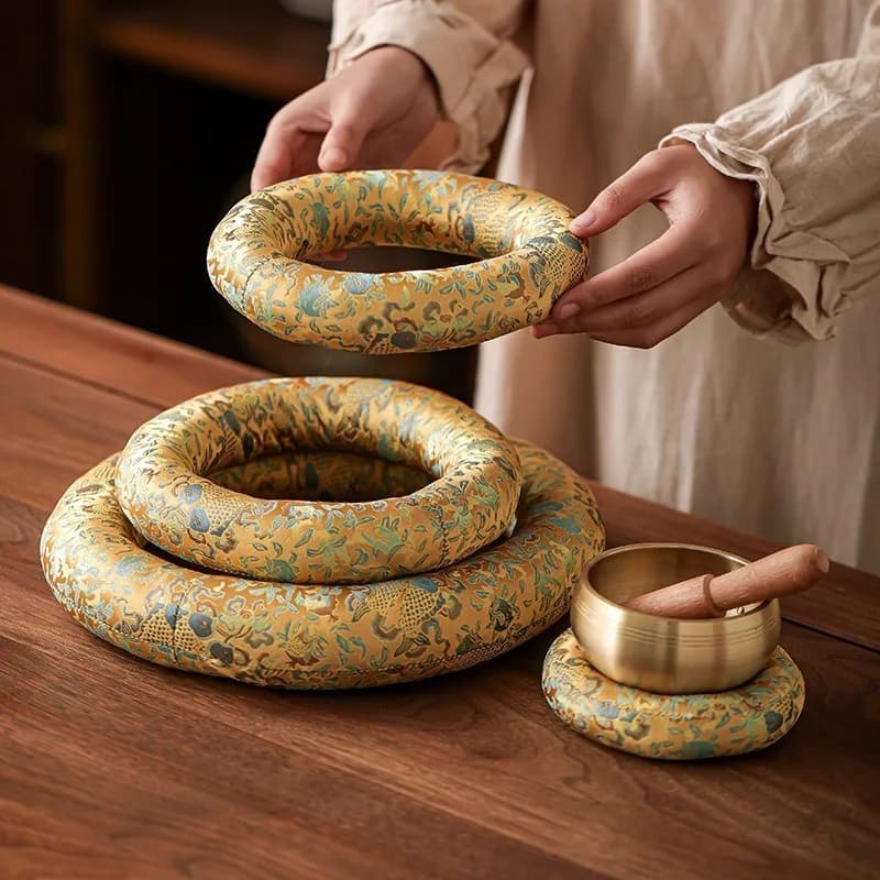 Singing Bowl Cushion Sound Bowls Non-slip Mat Meditation Yoga Bowls Soft Pad Buddhist Supplies Tibetan Singing Bowls Pillow