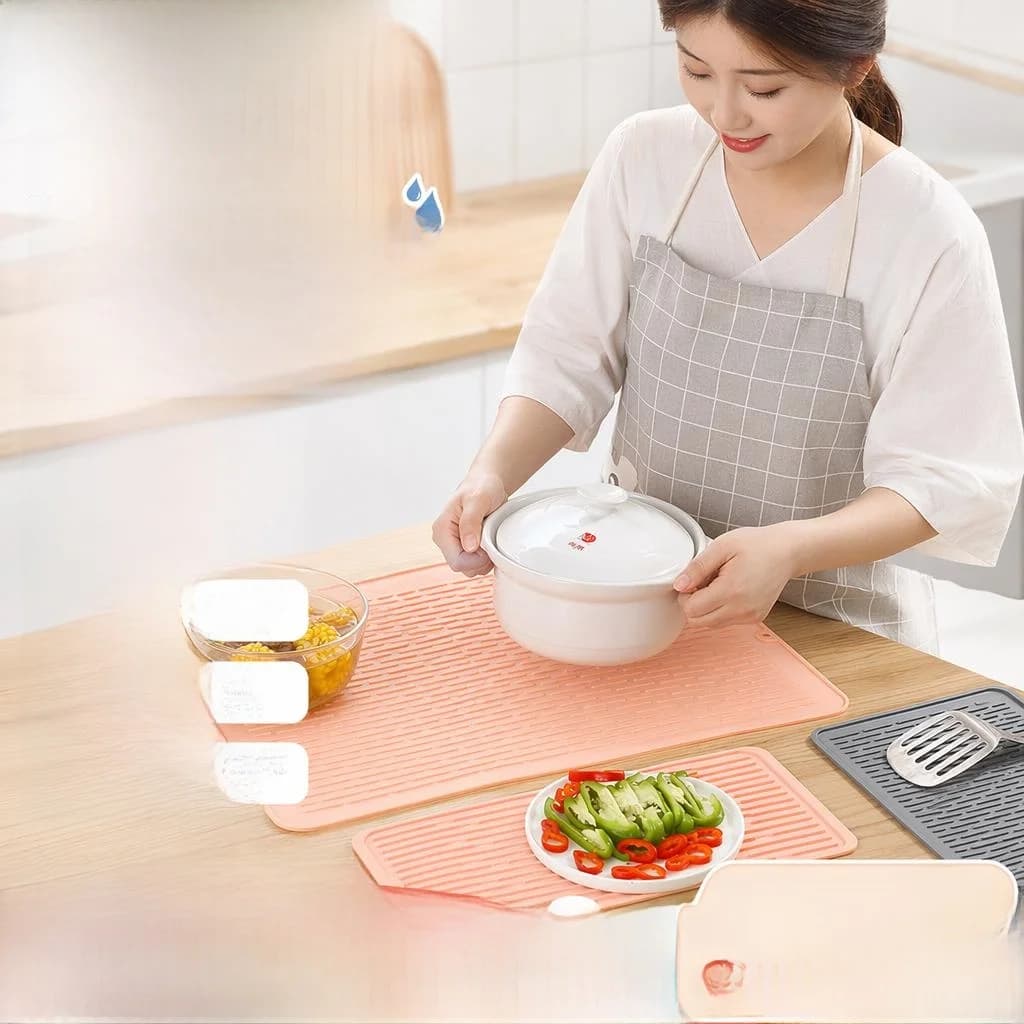 Kitchen Silicone Drain Mat Large Size Heat Resistant Pad Sink Basin Cutting Board Anti Slip Food Grade Silicone Pad