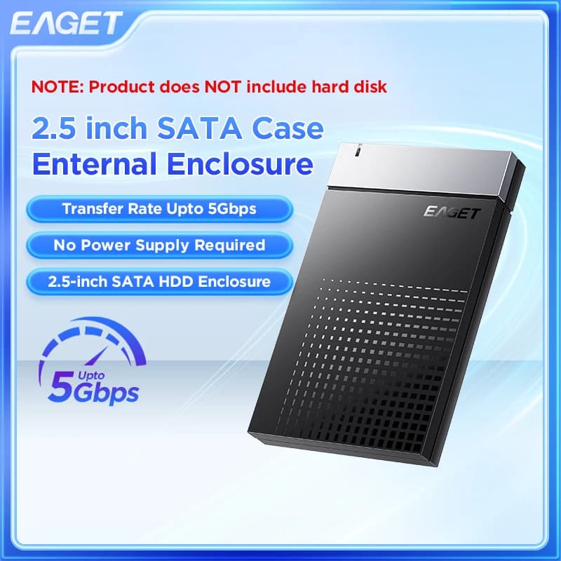 Custodia per disco rigido esterno Eaget da 2,5" Scatola per disco rigido esterno da 5 Gbps SATA a USB C 3.2 Gen 1 Custodia per HDD esterno HD per PC