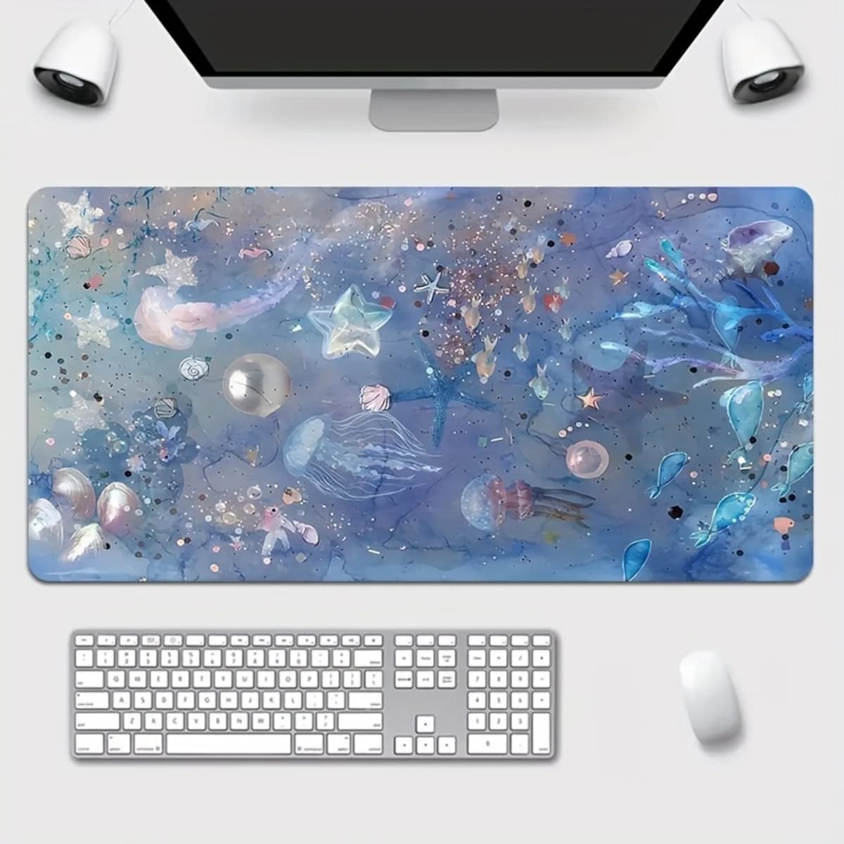 Tappetino per mouse decorativo Ocean World, in gomma, antiscivolo, con bordi cuciti, resistente, per gaming, studio, ufficio, regalo