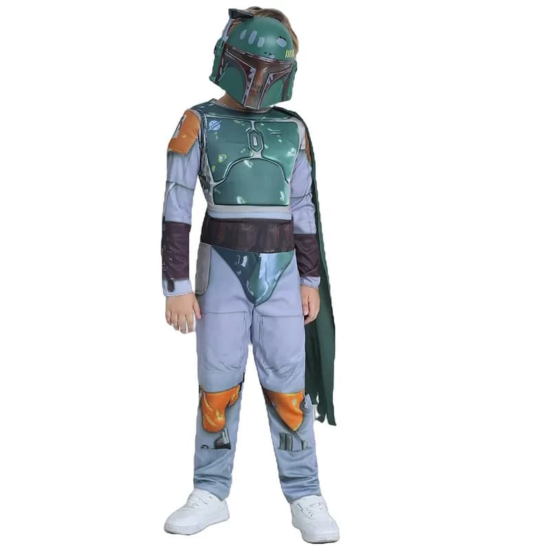 ⭕️ ⭐️ ⭕️ Costume di Boba Fett con Casco e Maschera, Tuta da Supereroe per Cosplay, Costume di Halloween, Abbigliamento per Feste a Tema Guerre Planetarie e Carnevale ⭐️ ⭕️ ⭐️
