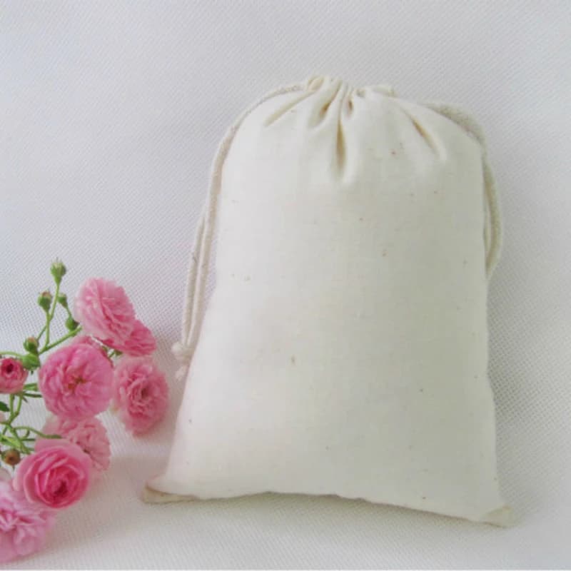 Borsa con coulisse in cotone per gioielli/pacchetto/cosmetici/regalo/matrimonio/festa/parrucca/scarpe/sacchetti per trucco Tasca per bustine Stampa logo personalizzato 100 pezzi
