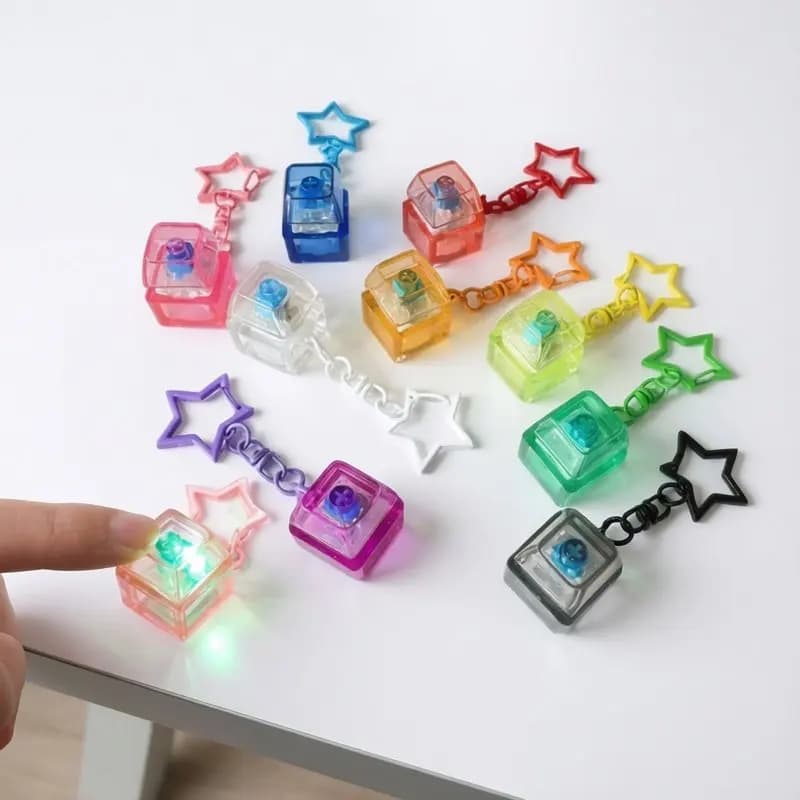 Decompression Keychain with Mechanical Key, Pentagram Pendant, Antistress Sensory Toy, EDC Gift for Children