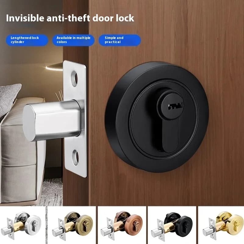 Chrome Metal Deadbolt Door Lock, Copper Single Cylinder for Home Door Gate Security