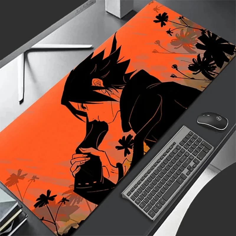 Tappetino per mouse da gioco Anime N-Naruto Sasuke, grande XXL, tappetino per tastiera in gomma antiscivolo per accessori da scrivania per laptop, PC e giocatori
