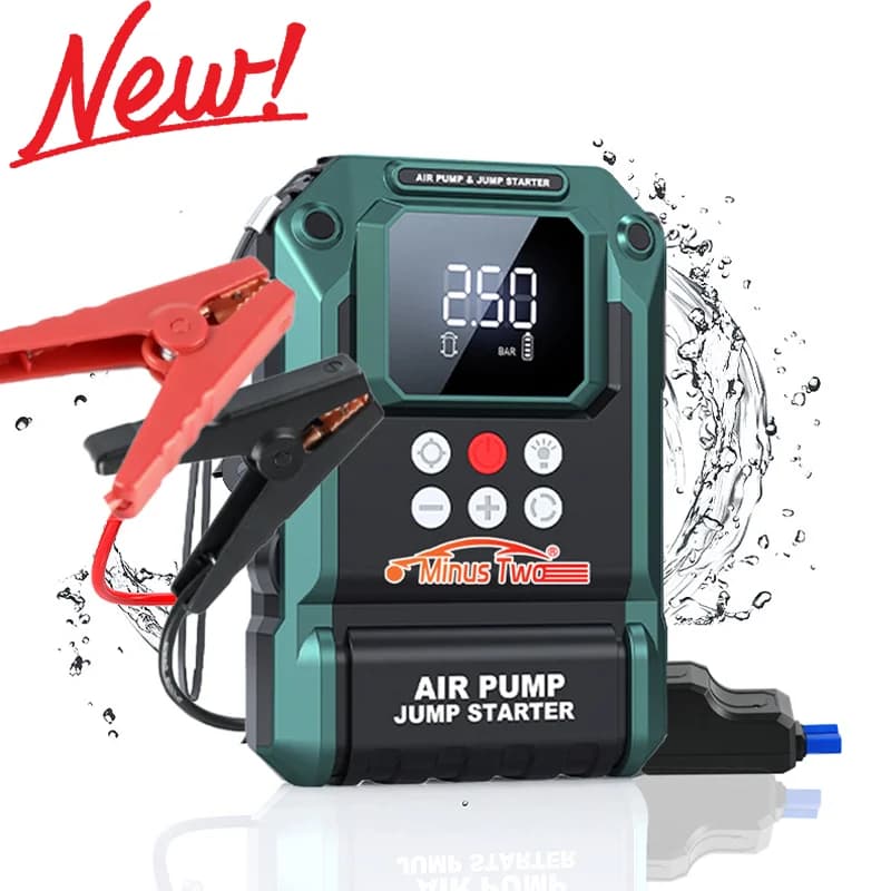 Avviatore d'emergenza per auto 4-in-1 da 12V e compressore d'aria per pneumatici - 200PSI, -40°C ° C-80 ° Funzionamento a bassa temperatura, porta USB per telefoni