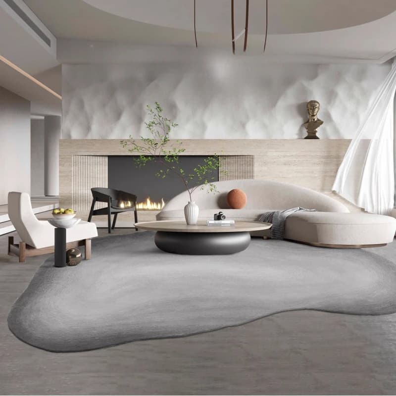 Tappeti stile Wabi Sabi per soggiorno Arredamento camera da letto di lusso Tappeto grigio Tappeto in peluche di forma irregolare Soffice morbido tappetino lavabile