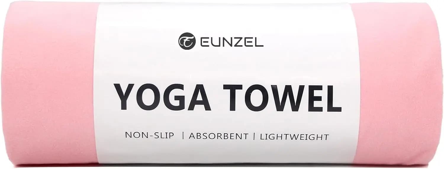 Antiskid Mat for Hot Yoga, Microfiber Towel Absorbent for Pilates and Training, Pink 183 cm x 67 cm