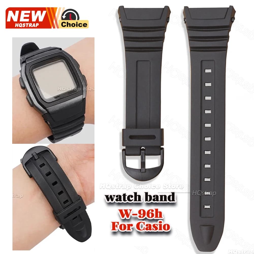 Cinturino in gomma per orologio Casio W-96h, modello 3239, bracciale in PU impermeabile da donna e uomo, accessori per orologi