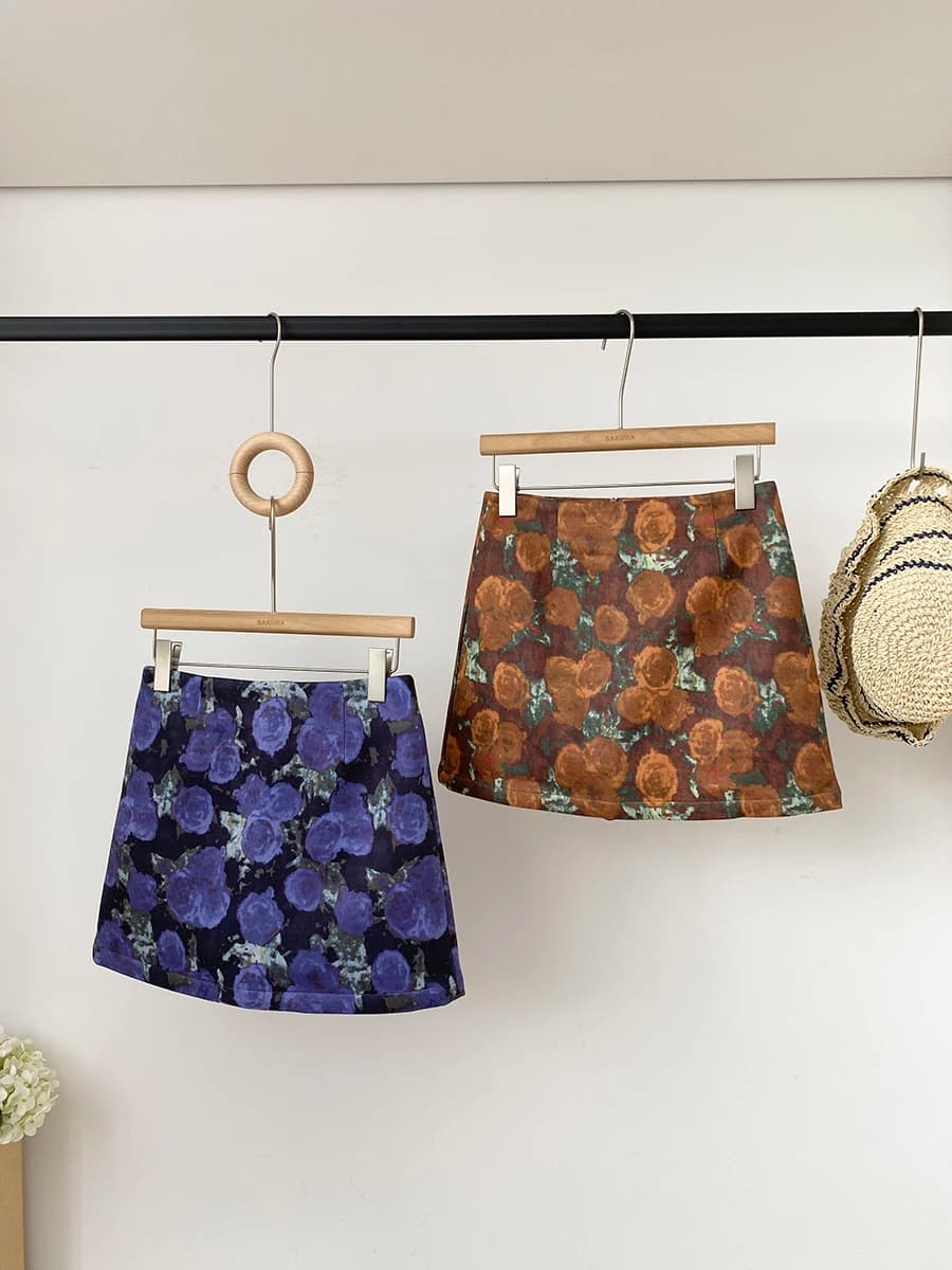 Gonna a vita alta a trapezio da donna, antistatica, con stampa effetto pittura a olio, alla moda, autunno inverno, nuovo stile coreano Ins