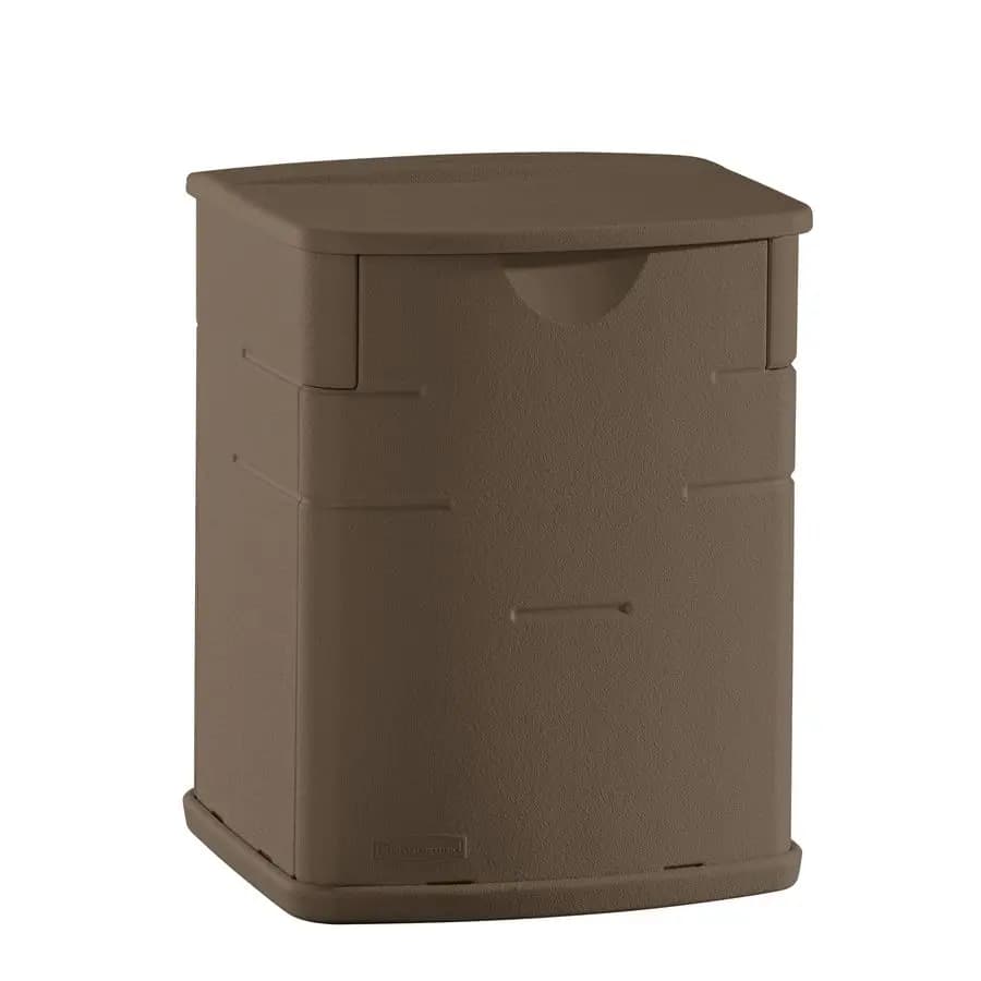 Small Exterior Container in Resin, 19 Gallons, weatherproof, Brown, for Organization of Garden Tools and Barbecue Accessories