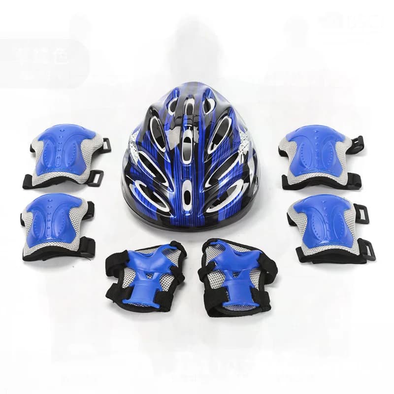 7 Piece Wheel Skating Protective Equipment Set - Helmet Knee Pad Skateboard and Balance Bike Riding Equipment
