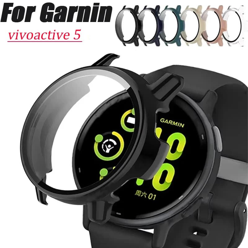 Nuovo vetro temperato + custodia per PC per Garmin Vivoactive 5 protezione schermo antigraffio custodia protettiva per Garmin Active 5 custodia a conchiglia