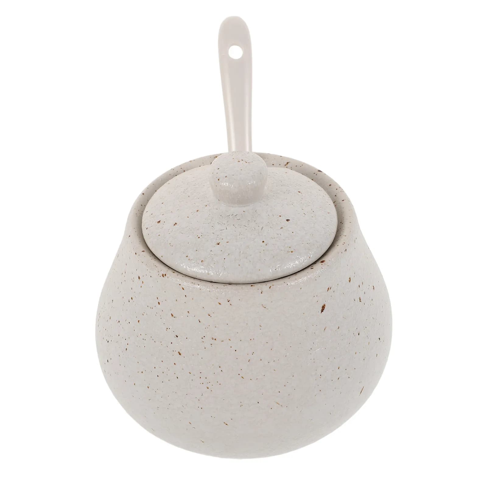 Set di 1 contenitore per condimenti in ceramica in stile giapponese con coperchio e cucchiaio, versatile per la conservazione di spezie, zuccheri, sale e salsa di soia