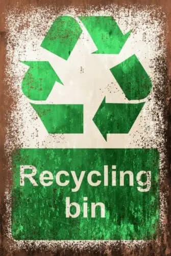 Recycling Bin Notice Vintage Look Retro Style Metal Safety Sign, Park Office sign