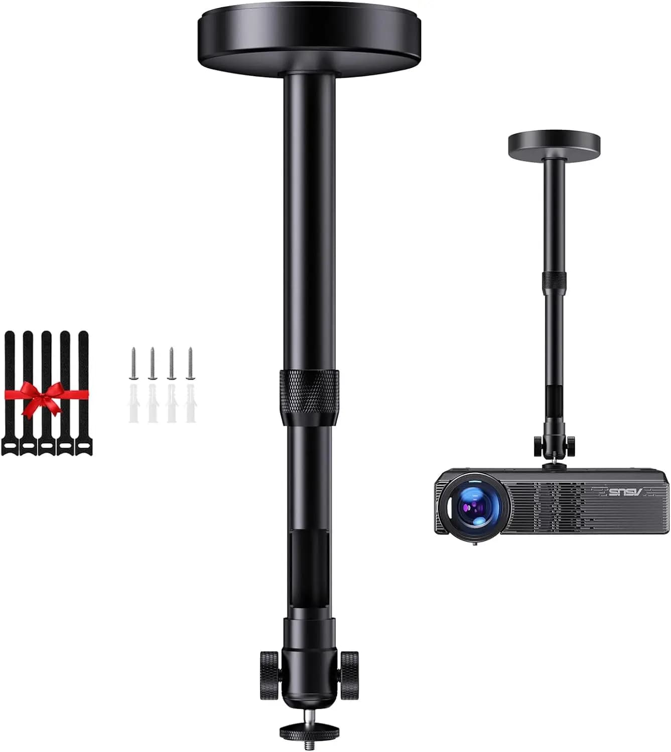 Supporto da Soffitto Universale per Proiettore con Gimbal, Lunghezza Regolabile 11.7-17.2'', Vite da 1/4'', Rotazione a 360° ° Rotazione, 90 ° Tilt, per la maggior parte dei Mini