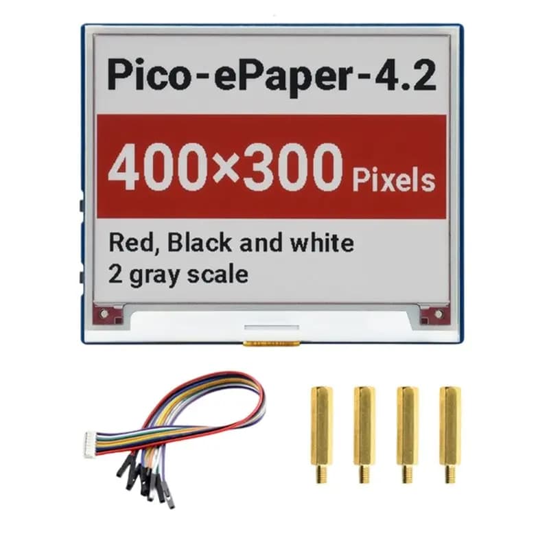 E-Paper Display JABS 4.2 Inch for Raspberry Pi Pico, E-Ink Red/Bianco/Black, 400x300 Pixel, SPI Communication Interface