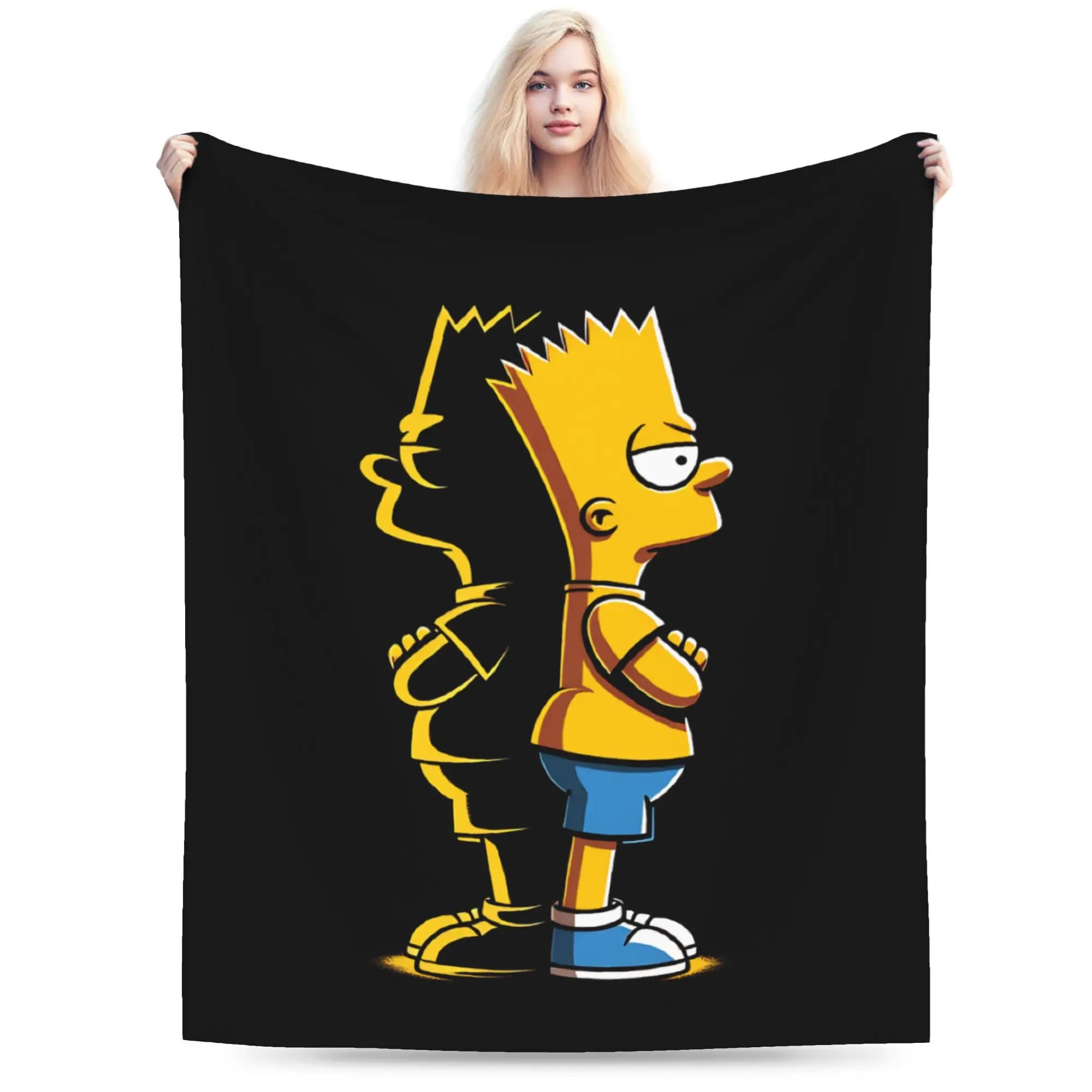 Bart S-Simpsons Character Blanket Girl Flannel Throw Blanket For Chair Sofa Bed Super Soft Design Quality Bedspread Gift