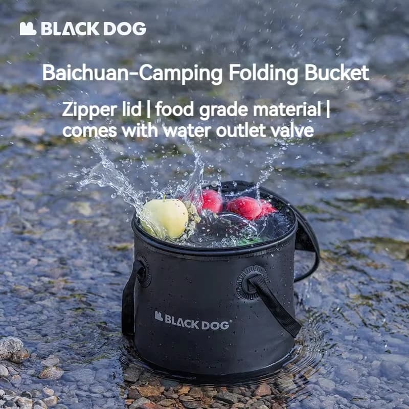 Blackdog Folding Water Round Bucket With Lid Outlet 20L Camping Fishing Outdoor Picnic Bag Storage Box Sink Portable