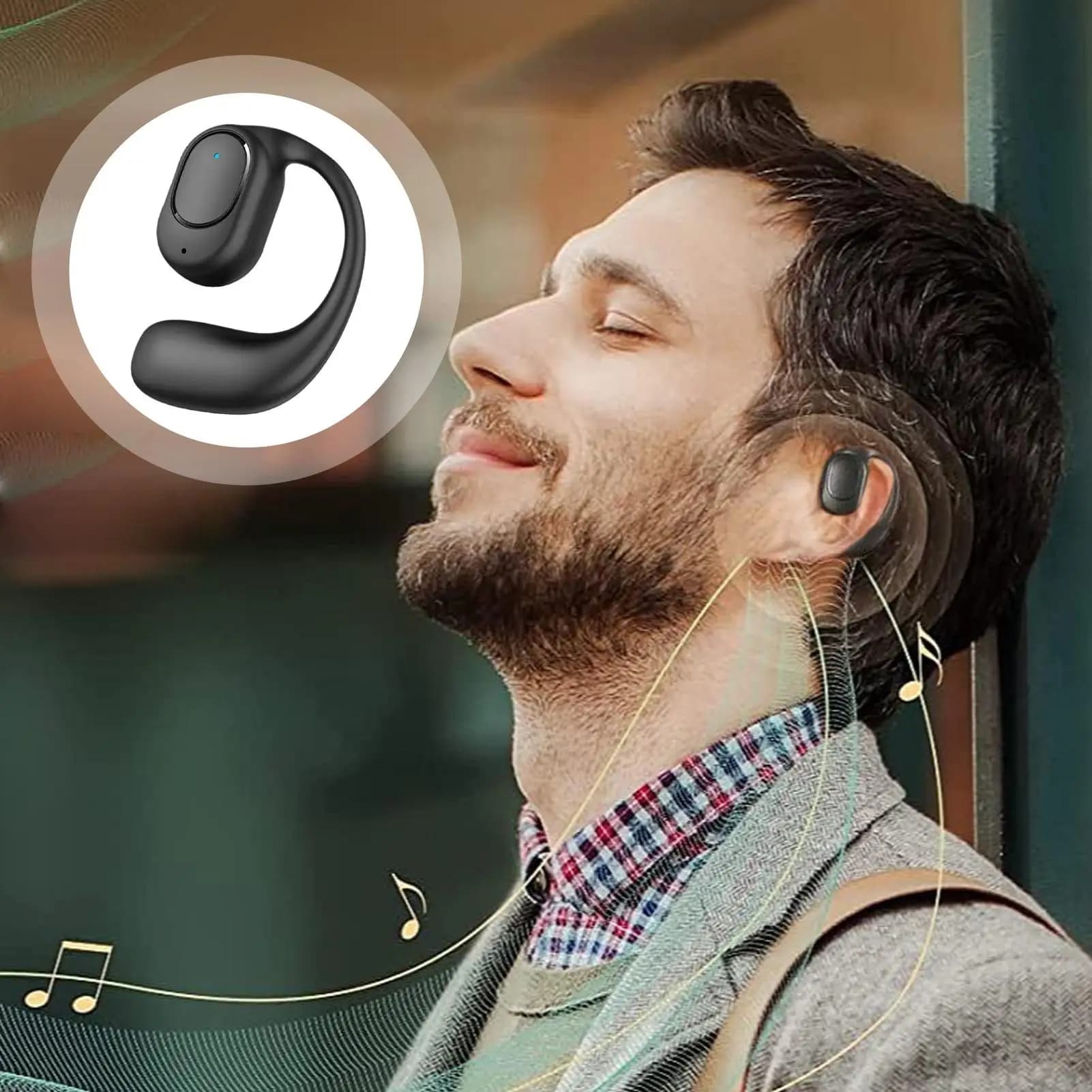 Cuffie Wireless Over-Ear per Sport, Auricolari Open-Ear con Batteria a Lunga Durata per Corsa, Ciclismo, Guida e Viaggi di Lavoro
