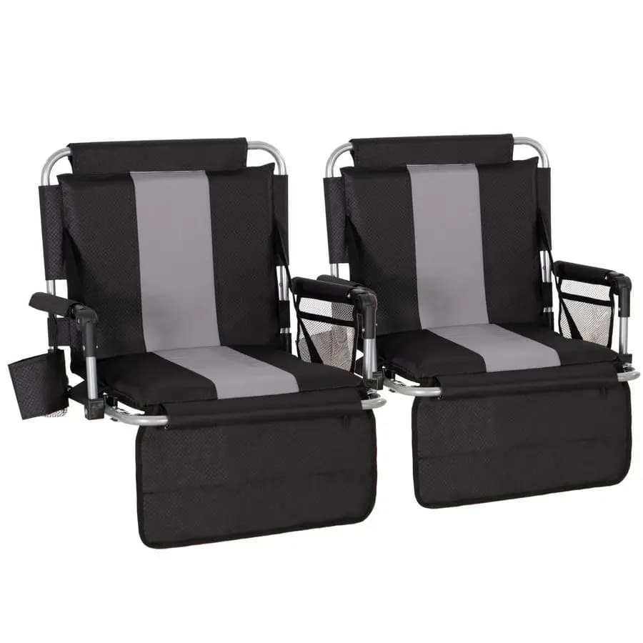 Foldable Chair from CAMP Stadium with Glass Holder, Network and Hook Bag, Stadium Portable Chair with Back and Pillow
