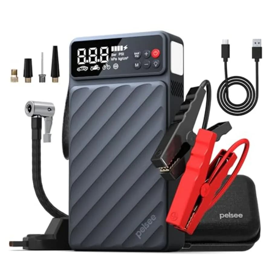 Avviatore di Emergenza 3500A con Compressore d'Aria, Avviatore Portatile per Auto 20000mAh, Ricarica Rapida 45W, Batteria 12V, Compatibile con Serbatoi 10L Gas e 8L Diesel