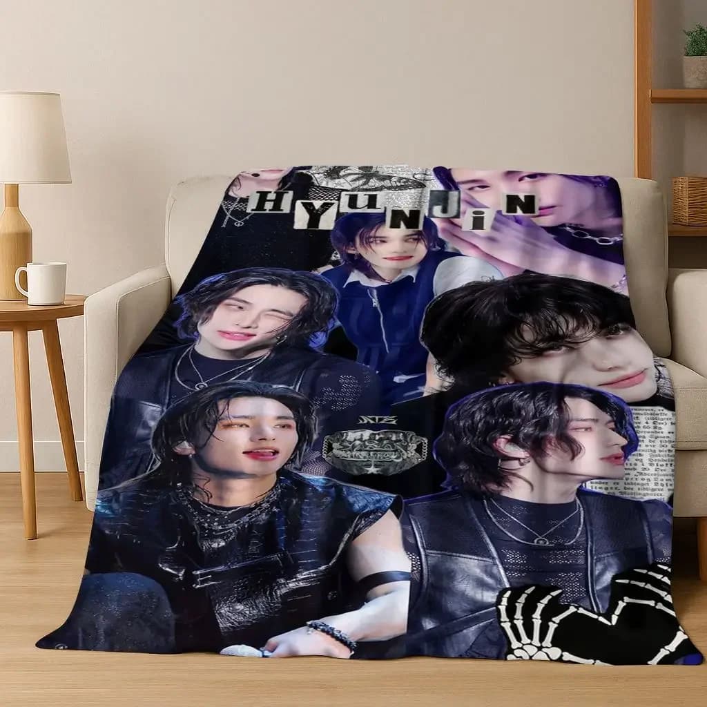 D Hyunjin Solo KPOP Coperta in flanella morbida e accogliente coperta calda per la casa, camera da letto, divano letto, picnic, ufficio, regalo