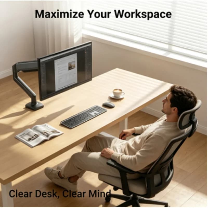 Supporto da scrivania regolabile per monitor singolo, staffa universale adatta per monitor da 32 pollici fino a 19,8 libbre, supporto per computer da casa e ufficio