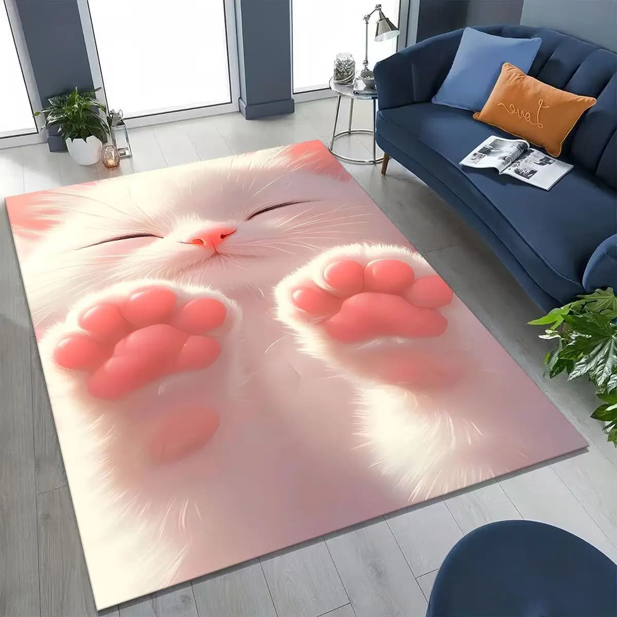 2026 Nuovo simpatico gatto gattino miaow cartone animato tappeto per camera da letto soggiorno divano decorazione zerbino per la casa, grandi bambini giocano tappetino antiscivolo
