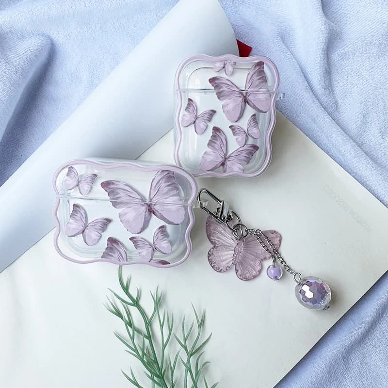 Airpods 3 case with butterfly pendant TPU protective case with soft glitter for Airpods 1/2/Pro