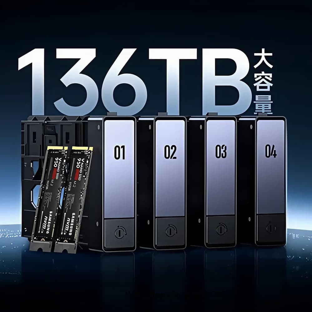 Mini NAS Domestico a 4 Bay N100 Quad Core 8GB DDR5 SATA HDD 2 * M.2 NVMe SSD 2.5GbE Network Attached Storage