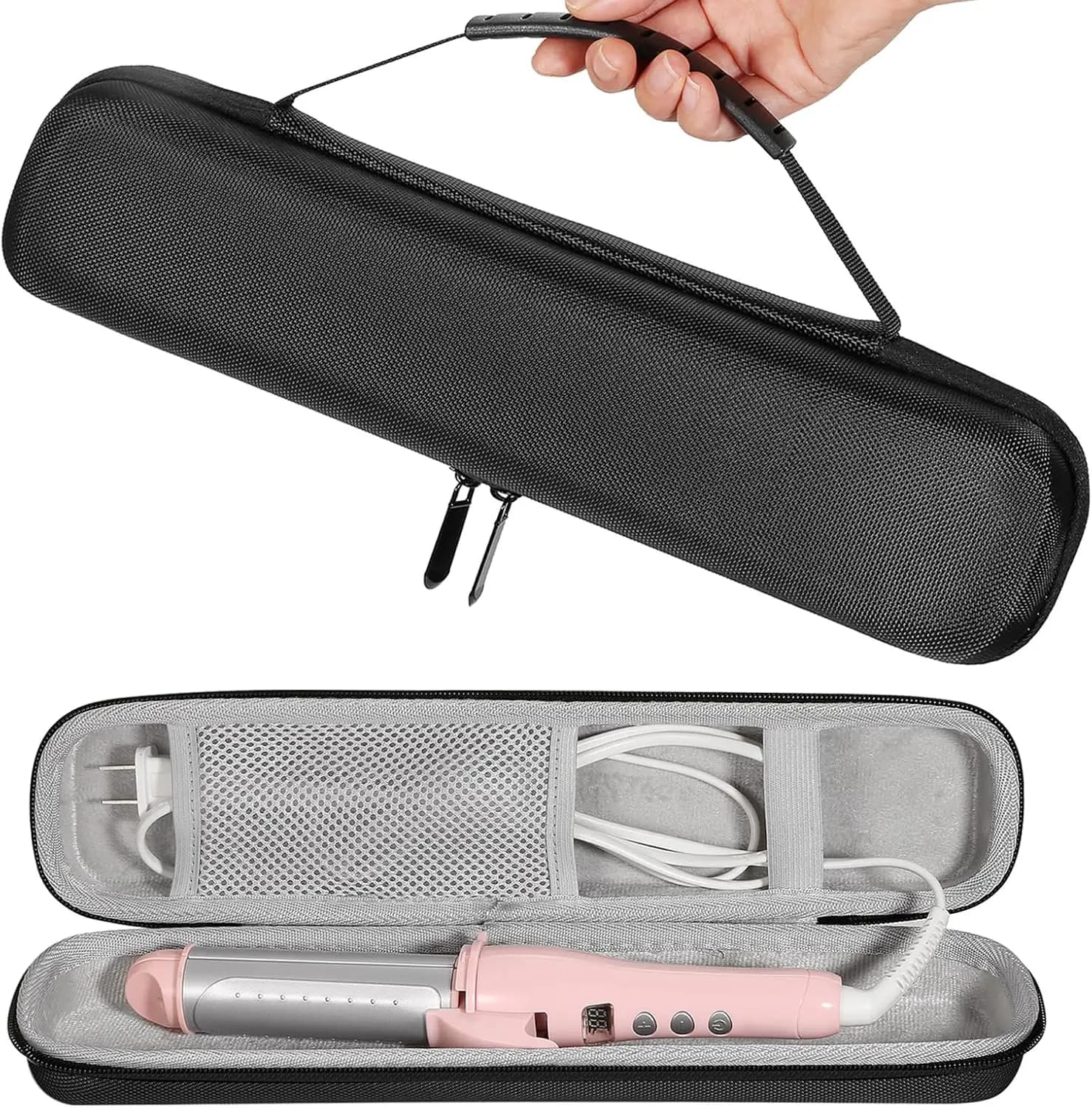 Custodia da viaggio per piastra per capelli, arricciacapelli e altri strumenti termici, solo custodia nera