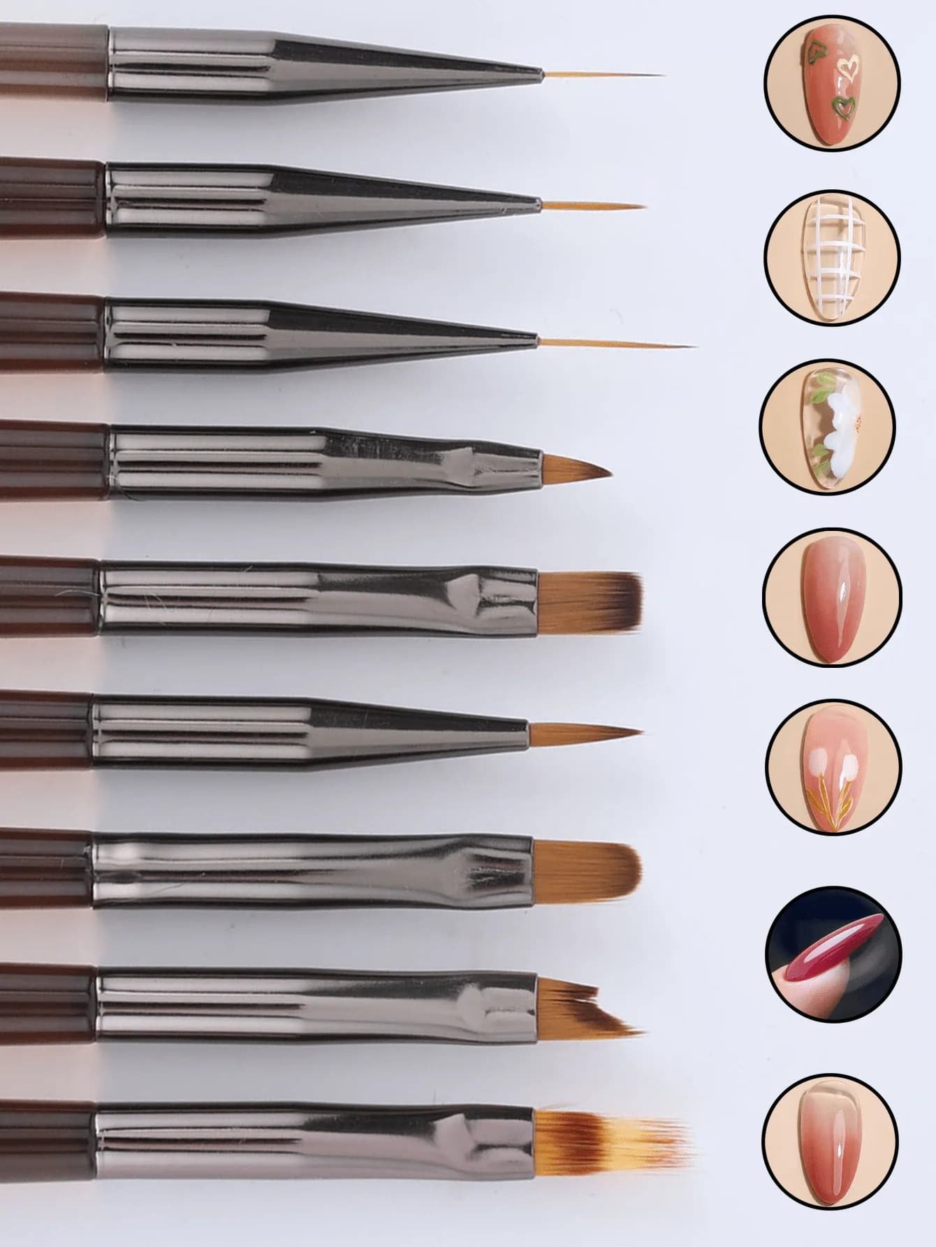Pennelli professionali per nail art, penna per disegno dettagliato e sfumato per manicure, salone e fai da te, kit per design unghie in gel UV e acrilico (1 pezzo o 9 pezzi)