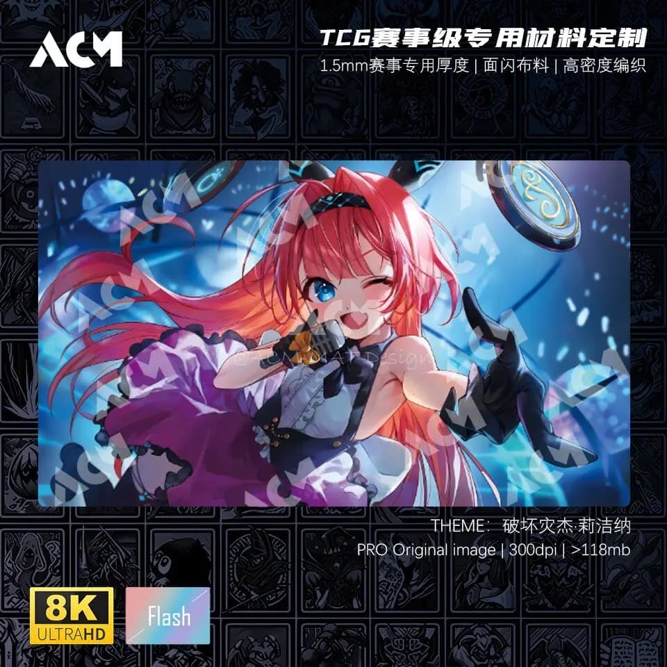600x350mm Suitable for Shadowverse Lishenna, Omen of Destruction Flash Playmat 1.5mmseamless Edge Single Board Game Card Mat Toy