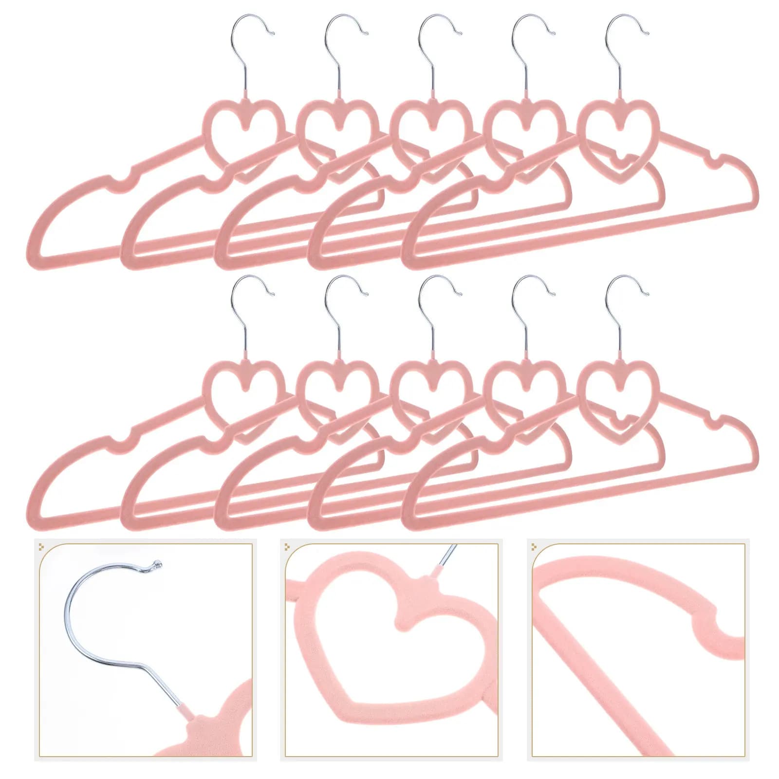 10 Pezzi Appendiabiti a Cuore Floccati Antiscivolo 415x23cm Design Ultra Sottile Salvaspazio Previene Pieghe e Segni sulle Vestiti