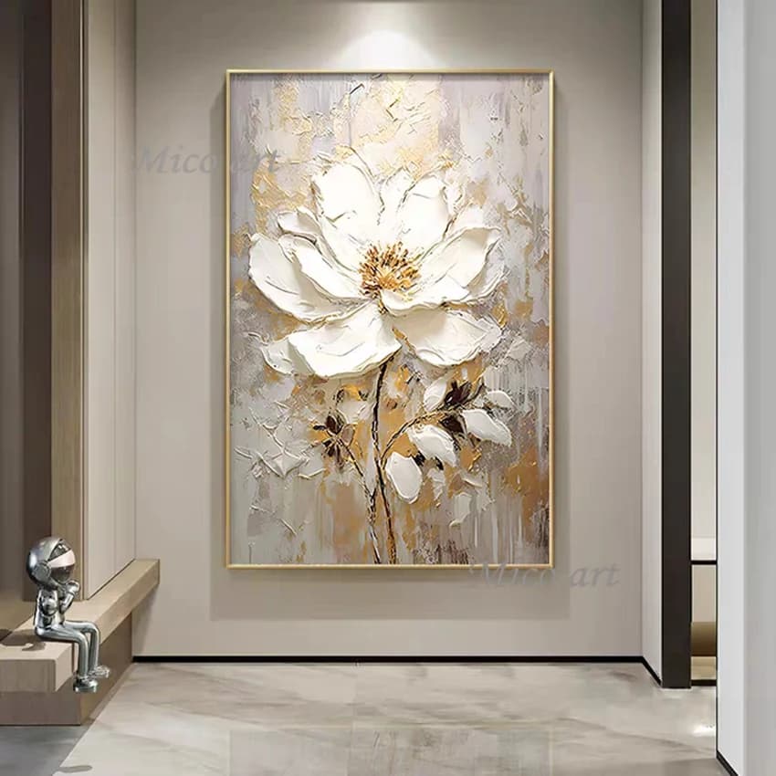 Oil Painting On Canvas New Handmade Knife Flower Oil Painting Wall Art Picture Home Decoration For Living Ro