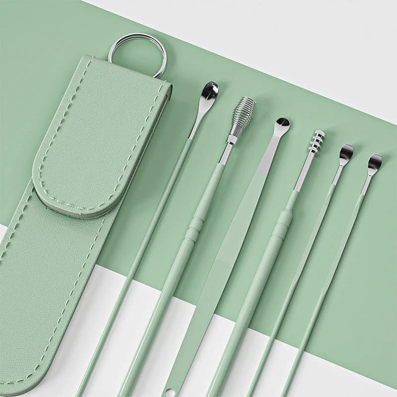 Set da 6 Pezzi di Strumenti per la Rimozione del Cerume in Acciaio Inossidabile, Kit per la Pulizia delle Orecchie, Curette e Cucchiai per la Cura dell'Orecchio