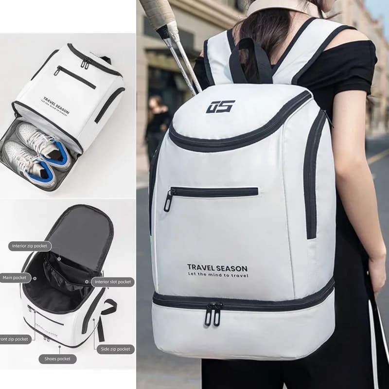 Outdoor climbing backpack with shoe pocket Travel sports badminton training bag Backpack for university laptop Fitness bag for gym