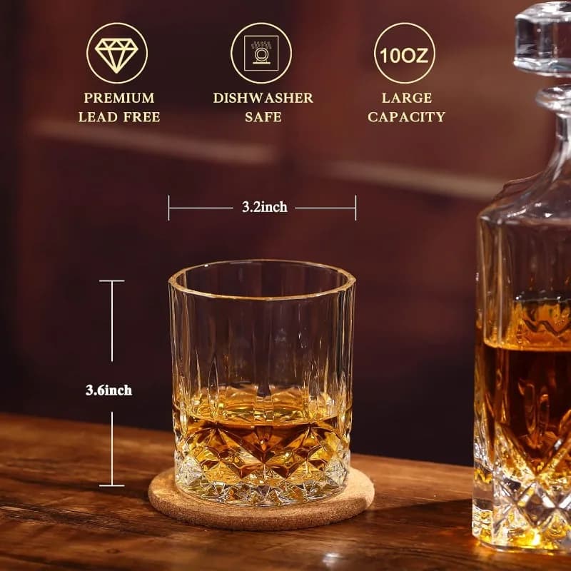 Set di bicchieri per rocce di whisky in confezione regalo: include 2 bicchieri Bourbon di cristallo e 2 grandi stampi per palline di ghiaccio