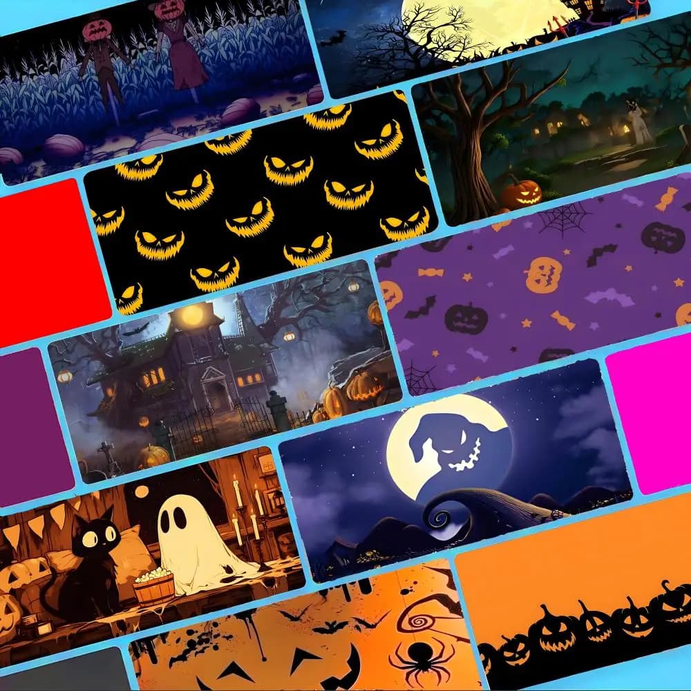 Scary Halloween Pumpkin Horribles Mouse Pad Non-Slip Large Desk Mat Thick Stitched Edge Gaming Mousepad