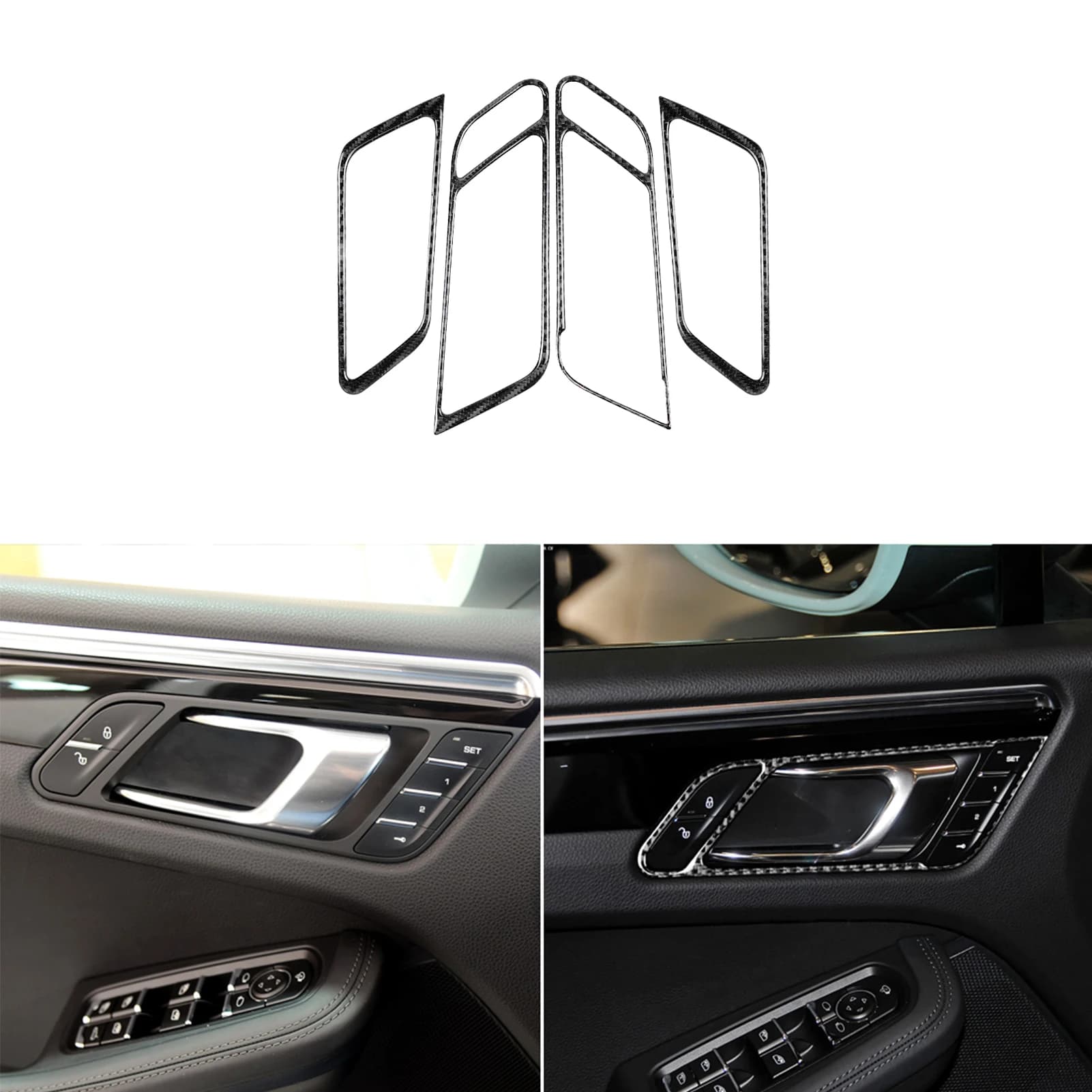 Per Porsche Macan 2014-2021 Refit Maniglia interna per porta in fibra di carbonio Trim Lunetta Accessori interni Adesivi