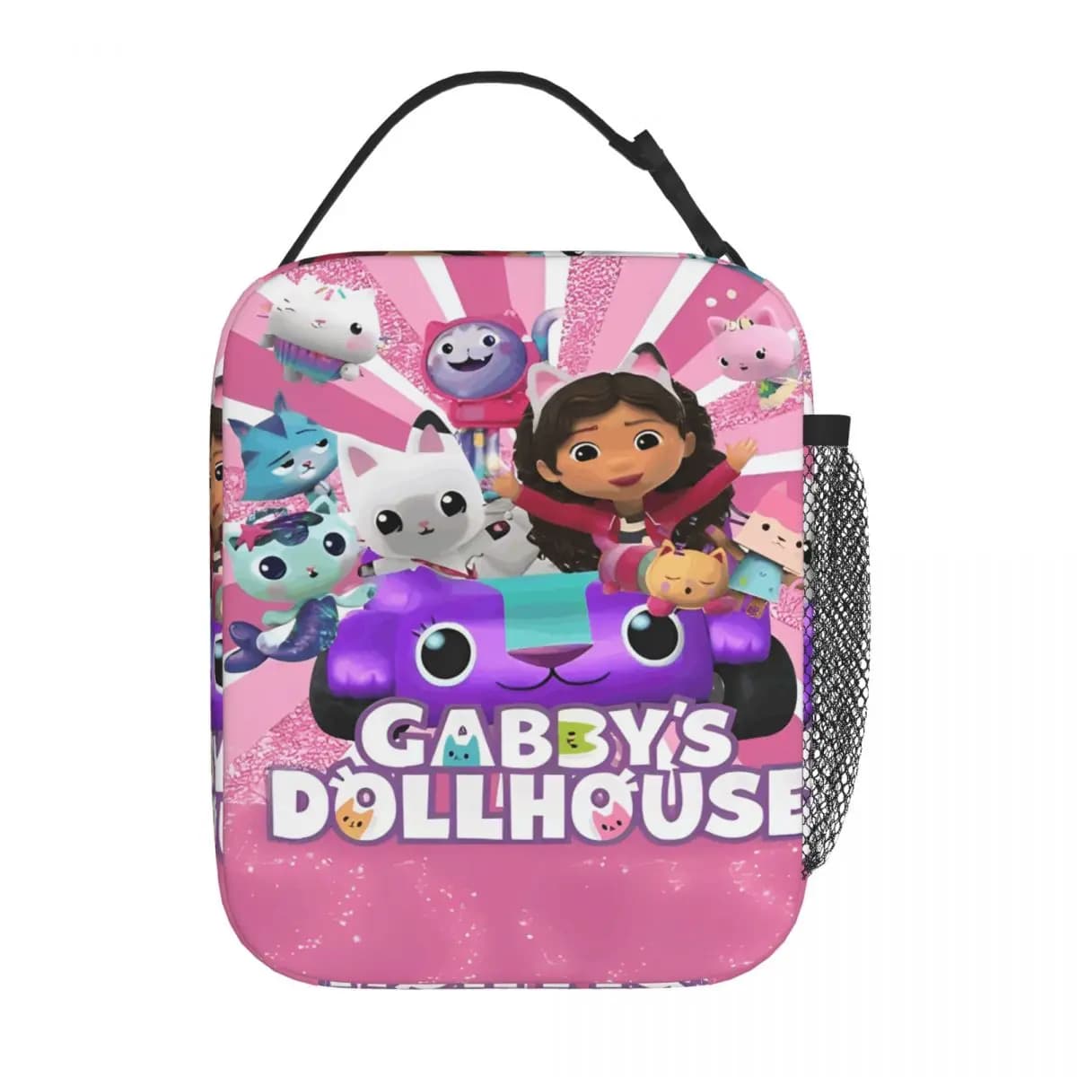 Gabby Dollhouse Cartoon Borse per il pranzo isolate Borsa termica riutilizzabile Contenitore per il pranzo Borsa grande per il pranzo Borse per alimenti all'aperto