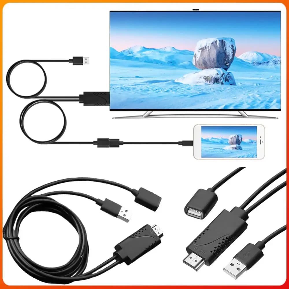 USB female cable to HDMI compatible male 2 in 1, plug and play, 1080P HD, USB male cable to HDTV male 1080P, HDTV mirror cable.