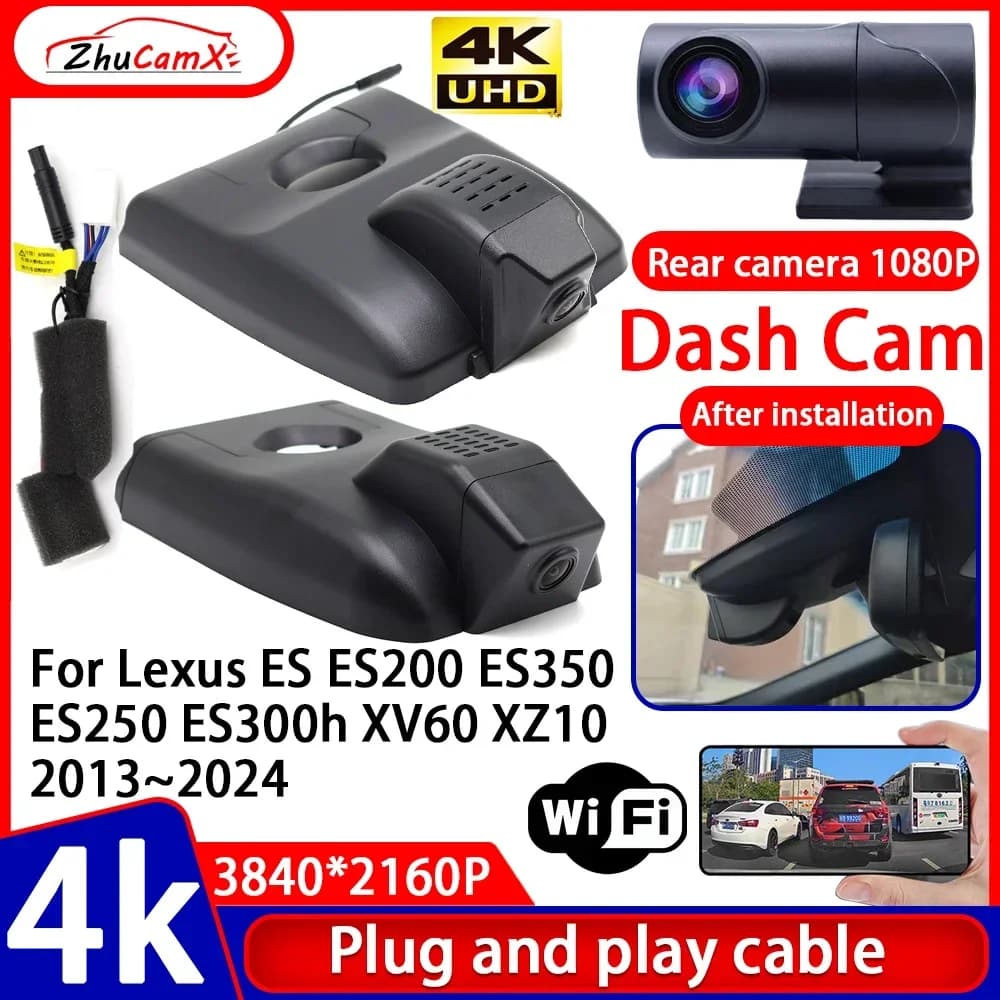 ZhuCamX Video Recorder Night Visio 4K Plug and Play Car DVR Dash Cam for Lexus ES200 ES350 ES250 ES300h XV60 XZ10 2013 ~ 2024