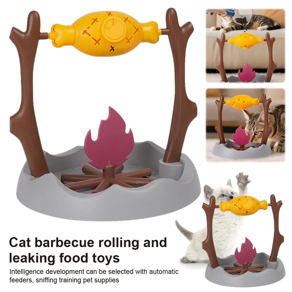 Dispenser di crocchette per gatti a lenta erogazione 360 ° Ciotola Rotante per Gatti con Alimentazione Lenta, Dispositivo per Nascondere e Distribuire Cibo per Cani e Gatti
